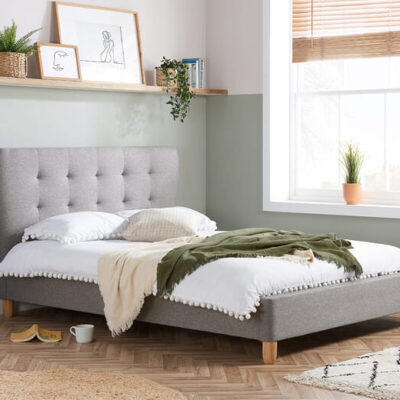 Birlea Stockholm Grey Upholstered Bed, Double