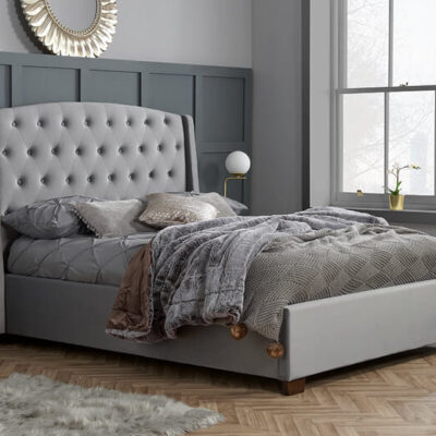 Birlea Balmoral Grey Velvet Fabric Bed, Super King