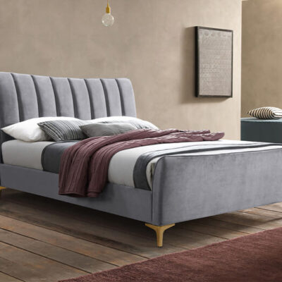 Birlea Clover Grey Velvet Fabric Bed, King Size