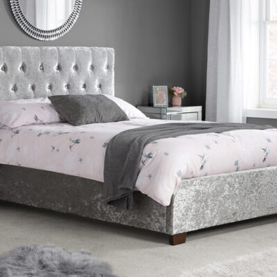 Birlea Cologne Steel Crushed Velvet Bed, Double