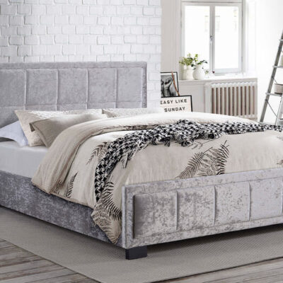 Hannover Steel Crushed Velvet Fabric Bed, King Size