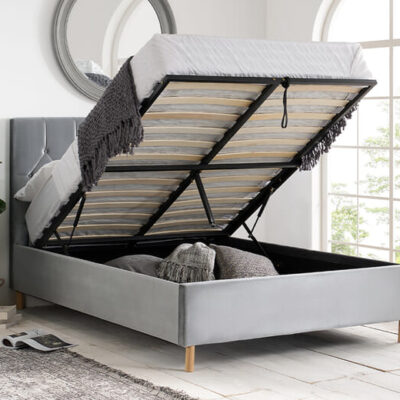 Loxley Grey Ottoman Bed, Small Double