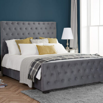 Birlea Marquis Grey Velvet Fabric Bed, Super King