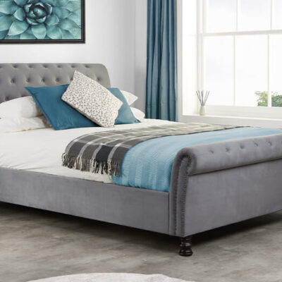 Birlea Opulence Grey Velvet Fabric Bed, Super King