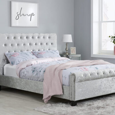Birlea Sienna Steel Crushed Velvet Fabric Bed, King Size