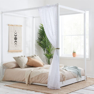 Darwin White Four Poster Bed, King Size