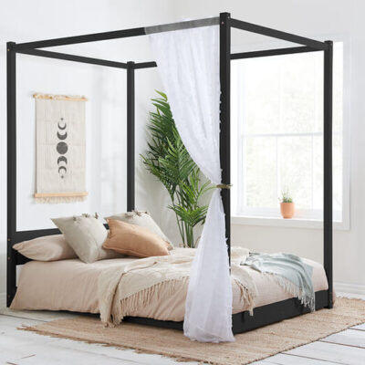 Darwin Black Four Poster Bed, King Size