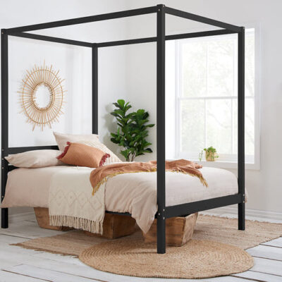 Mercia Black Four Poster Bed, King Size