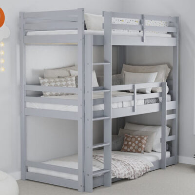 Birlea Tressa Grey Kids Triple Bunk Bed, Single
