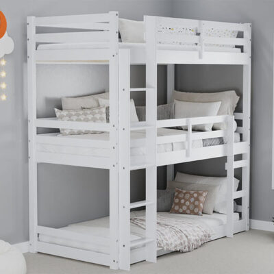 Birlea Tressa White Kids Triple Bunk Bed, Single