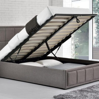 Hannover Grey Fabric Ottoman Bed, Small Double