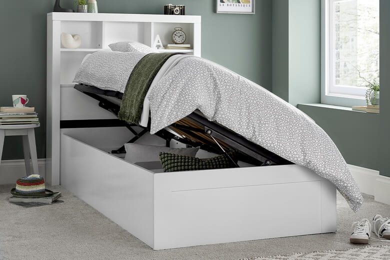 Zo� Wooden Ottoman Storage Bed, Bedmaster_Grey, Single
