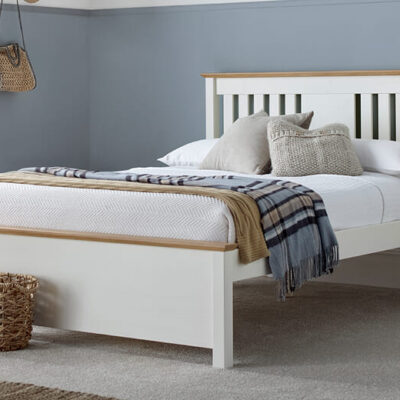 Amelia White Oak Bed, 4 Drawers, Double