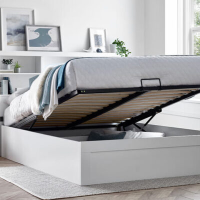Ariana White Ottoman Storage Bed, Double