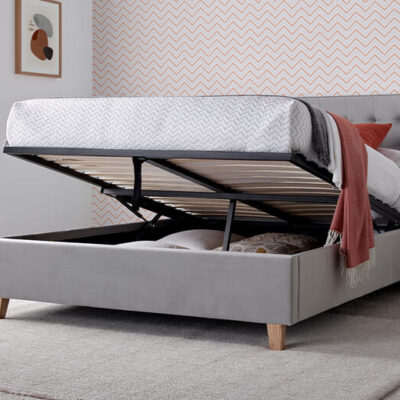 Abigail Upholstered Ottoman Bed, Bedmaster_Pink Velvet, King Size