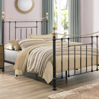 Bronte Metal Bed, Cream, King Size