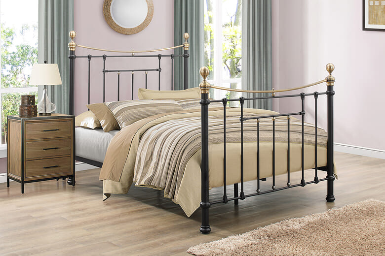 Bronte Metal Bed, Cream, King Size