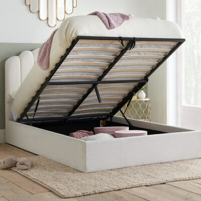 Monaco Fabric Ottoman Bed, Double