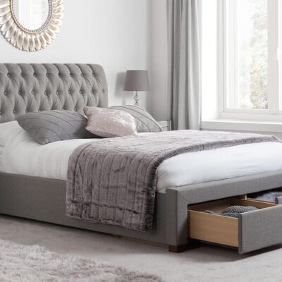 Valentino Fabric 2 Drawer Storage Bed, Charcoal, Double
