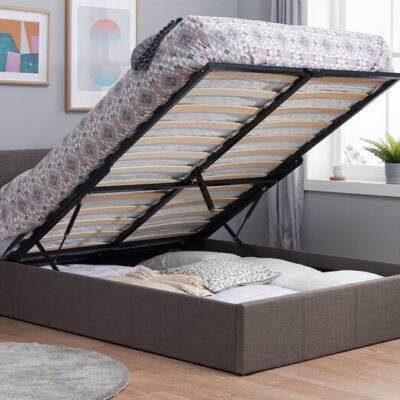 Berlin Grey Fabric Ottoman Bed, King Size