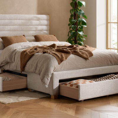 Arabella Grey Velvet Storage Bed, Double