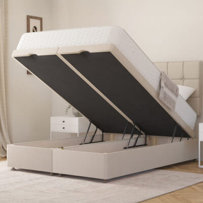 Zante Ortho Traditionally Sprung Mattress + Ottoman Divan Bed, Teal, End Ottoman, Double