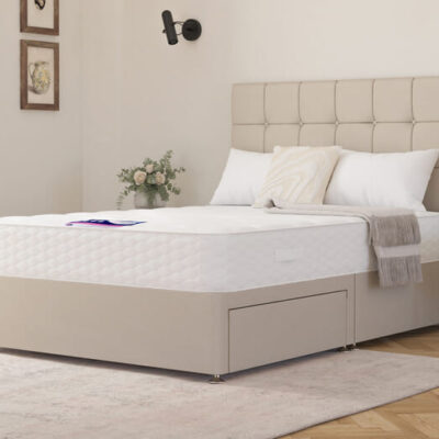 Zante Ortho Traditionally Sprung Mattress + Premium Divan Bed, Carbon, No Drawer, Single