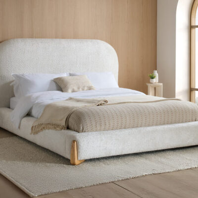 Amalfi White Fabric Bed, King Size