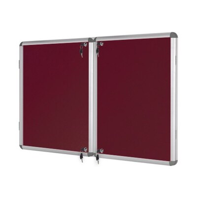 Bi-Office Lockable Felt Noticeboard Display Case 2380 x 1180mm (40 x A4) BURGUNDY