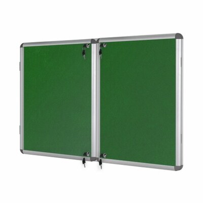 Bi-Office Lockable Felt Noticeboard Display Case 2380 x 1180mm (40 x A4) GREEN