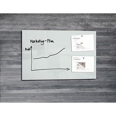'Artverum' Magnetic Glass Noticeboard 100 x 65cm WHITE