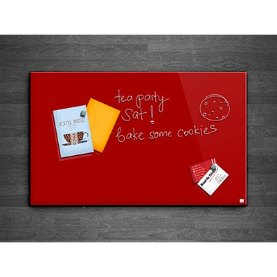 Casca Magnetic Glass Writing Board 1500 x 1200mm Luminous Red
