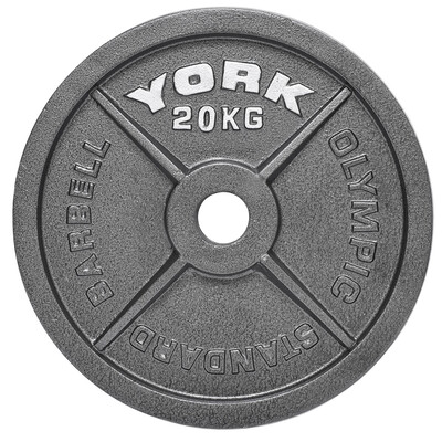 York 20kg Hammertone Cast Iron Olympic Plate