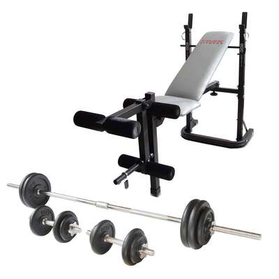 York B500 Weight Bench with Viavito 50kg Cast Iron Weight Set