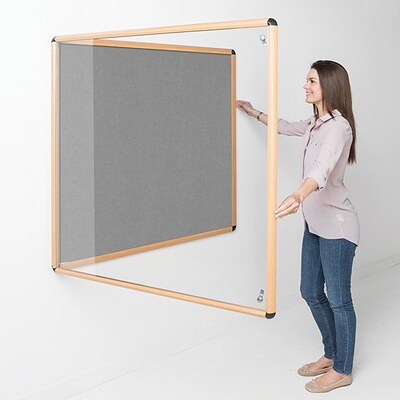 Shield Wood Effect Alu Frame Eco-Colour Tamperproof Noticeboard 1200 x 2400mm GREY