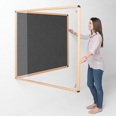 Shield Wood Effect Alu Frame Eco-Colour Tamperproof Noticeboard 1200 x 1800mm CHARCOAL