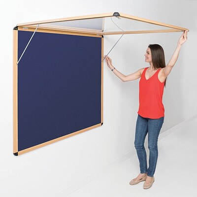 Shield Wood Effect Alu Frame Eco-Colour Corridor Tamperproof Noticeboard 1200 x 1800mm BLUE