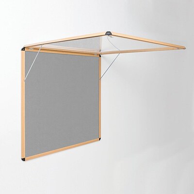 Shield Wood Effect Alu Frame Eco-Colour Corridor Tamperproof Noticeboard 900 x 600mm GREY