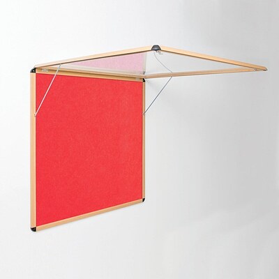 Shield Wood Effect Alu Frame Eco-Colour Corridor Tamperproof Noticeboard 1200 x 900mm RED