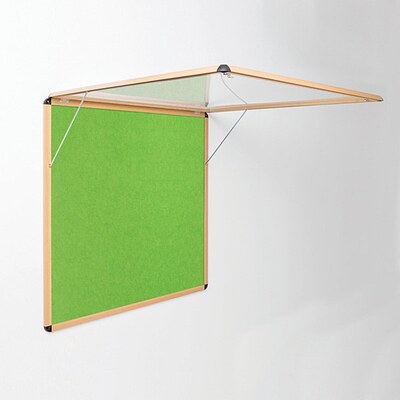 Shield Wood Effect Alu Frame Eco-Colour Corridor Tamperproof Noticeboard 900 x 600mm APPLE GREEN