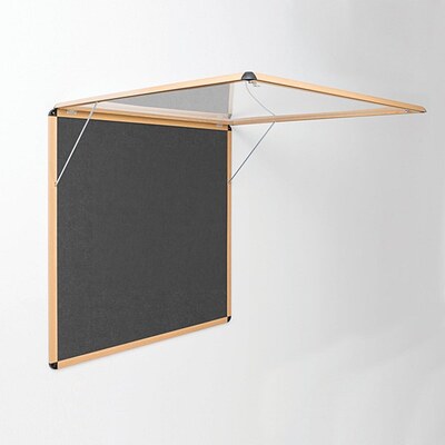 Shield Wood Effect Alu Frame Eco-Colour Corridor Tamperproof Noticeboard 900 x 600mm CHARCOAL