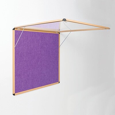 Shield Wood Effect Alu Frame Eco-Colour Corridor Tamperproof Noticeboard 1200 x 2400mm PURPLE