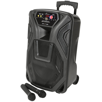 12" Portable PA Speaker with VHF Mics, Media Player & Bluetooth