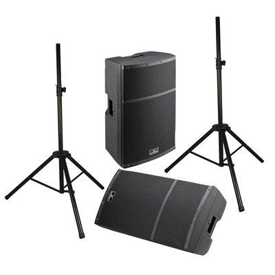 15" 2000w Active Speaker System, Set of Two with Stands