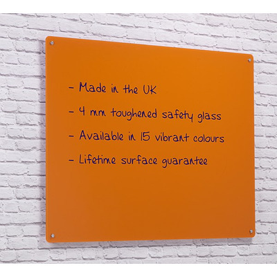 Wall Mounted Glass Board 1500 x 1200mm Orange