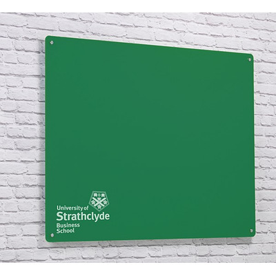 Magnetic Glass Board with your Logo 1800 x 1200mm Green