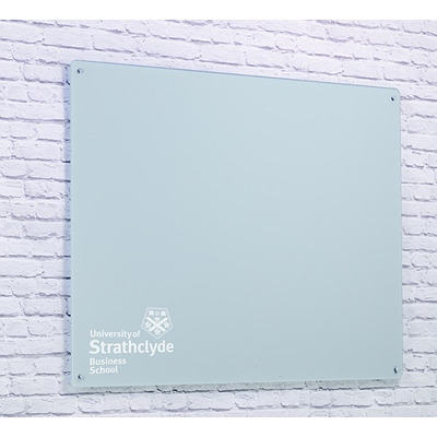 Magnetic Glass Board with your Logo 900 x 600mm White