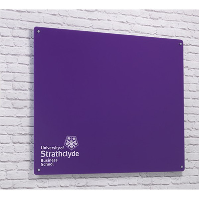 Magnetic Glass Board with your Logo 900 x 600mm Purple