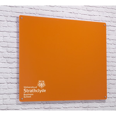 Magnetic Glass Board with your Logo 1500 x 1200mm Orange