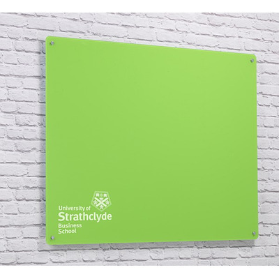 Magnetic Glass Board with your Logo 1000 x 650mm Lime